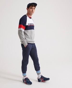 Superdry Racer Print Crew Férfi Pulóver Titán | KNTZS5491